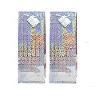 Flessen kado verpakking - 2x - metallic zilver - 33 x 10 cm - Wijnfles/champagne fles inpakken
