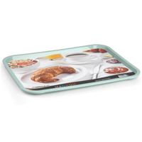 Plasticforte dienblad/serveerblad - Kunststof - 41 x 31 cm - mintgroen - kopjes en glazen tray