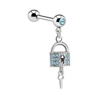 Jeweled Barbell with Charm Chirurgisch staal 316L / Belegde messing Barbells