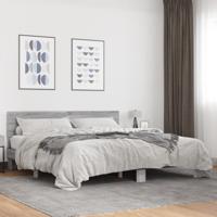 Bedframe bewerkt hout metaal grijs sonoma eiken 200x200 cm