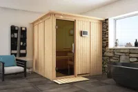 Karibu | Rodin Sauna met Dakkraag | Antracietglas | Kachel 9 kW Externe Bediening - thumbnail