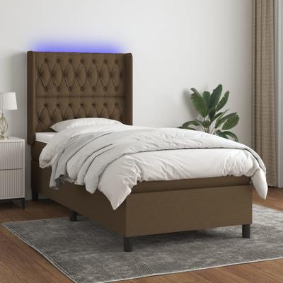 Boxspring met matras en LED stof donkerbruin 80x200 cm