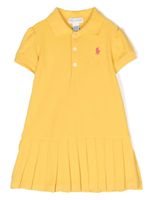 Ralph Lauren Kids robe plissée à broderie Pony - Jaune