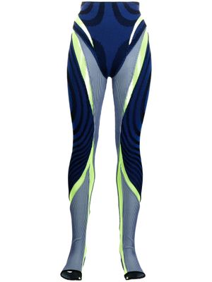 Paolina Russo legging nervuré à empiècements contrastnats - Bleu