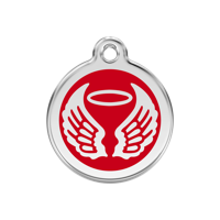Angel Wings Red roestvrijstalen hondenpenning medium/gemiddeld dia. 3 cm - Reddingo Angel Wings Red roestvrijstalen hondenpenning medium/gemiddeld dia. 3 cm - Reddingo