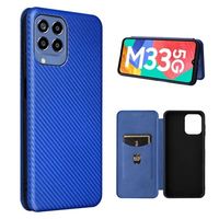Samsung Galaxy M33 Flip Case - Koolstofvezel - Blauw - thumbnail