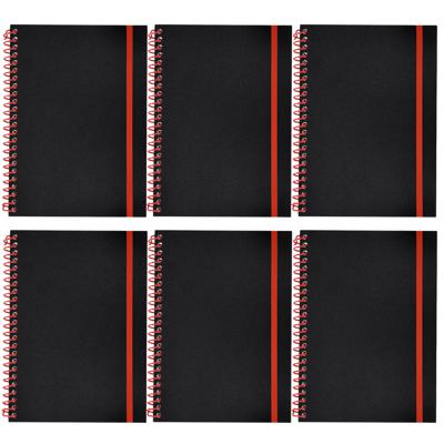 Notitieboekje Bilbo - 6x - A5 formaat - zwart / rood - 14 x 21 cm ? flexibele kaft ? lijntjes schrif