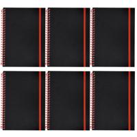 Notitieboekje Bilbo - 6x - A5 formaat - zwart / rood - 14 x 21 cm ? flexibele kaft ? lijntjes schrif