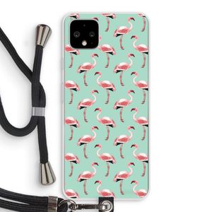 Flamingoprint groen: Pixel 4 XL Transparant Hoesje met koord