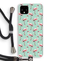 Flamingoprint groen: Pixel 4 XL Transparant Hoesje met koord