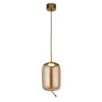 Searchlight Hanglamp Glas Lisbon roodkoper met amber cilinderglas 75132-1AM