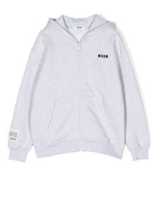 MSGM Kids hoodie à logo imprimé - Gris