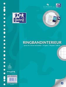 Oxford ringbandinterieur voor ft A4, 23-gaatsperforatie, met kantlijn, 200 bladzijden, geruit 10 mm