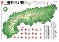 Wandkaart 111 Berge der Alpen | 59.4 x 84.1 cm | Marmota Maps - thumbnail