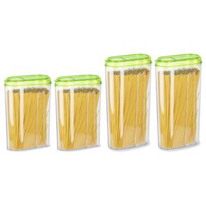 Voedselcontainers set - 4 stuks - groen - 2350ml en 1500ml - kunststof - voorraadpot/strooibus