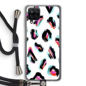 Cheetah color: Samsung Galaxy A12 Transparant Hoesje met koord