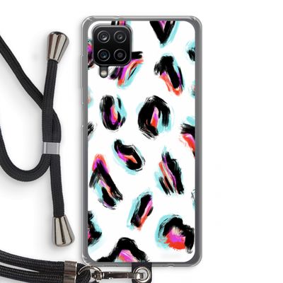 Cheetah color: Samsung Galaxy A12 Transparant Hoesje met koord