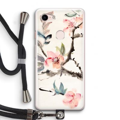 Japanse bloemen: Pixel 3 Transparant Hoesje met koord