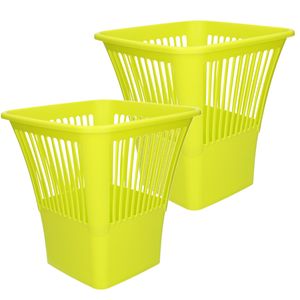 Afvalbak/vuilnisbak/kantoor prullenbak - 2x stuks - plastic - groen - 30 cm