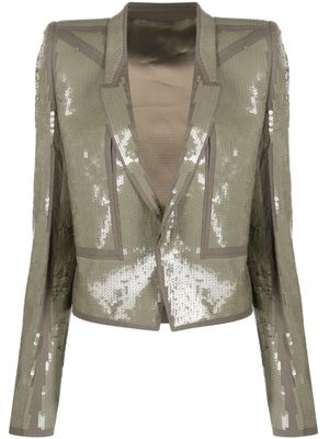 Rick Owens veste crop en tweed à sequins - Marron