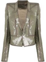 Rick Owens veste crop en tweed à sequins - Marron