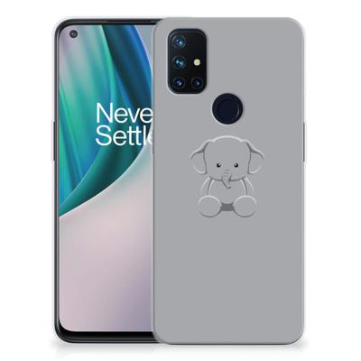 OnePlus Nord N10 5G Telefoonhoesje met Naam Grijs Baby Olifant OnePlus Nord N10 5G Telefoonhoesje met Naam Grijs Baby Olifant