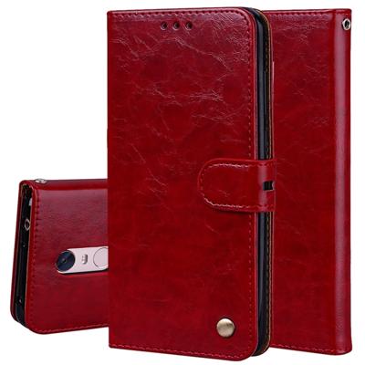 Voor Xiaomi Redmi 5 plus olie Wax textuur horizontale Flip lederen draagtas met houder kaartsleuven & portemonnee (rood)