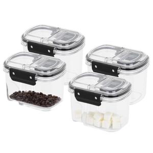 Voorraad bus - 4x - transparant - 700 ml - 14 x 11 x 10 cm - met deksel - voorraadbus/bakjes