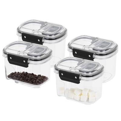 Voorraad bus - 4x - transparant - 700 ml - 14 x 11 x 10 cm - met deksel - voorraadbus/bakjes
