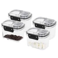 Voorraad bus - 4x - transparant - 700 ml - 14 x 11 x 10 cm - met deksel - voorraadbus/bakjes