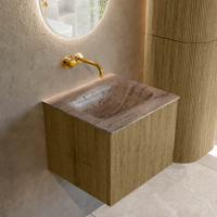 Badmeubel Mondiaz Kurve-Dlux | 50 cm | Meubelkleur Dusk | Wastafelkleur Oza | Solid surface | Wasbak midden spoelbak | Zonder kraangat(en)