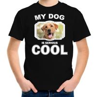 Labrador retriever honden t-shirt my dog is serious cool zwart voor kinderen - thumbnail