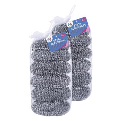 Schuursponsjes - RVS - 12x - staalspons - sponzen - 6 cm