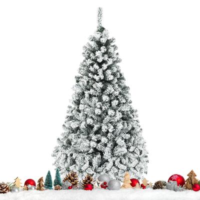 225cm Kunstkerstboom met Sneeuw en Warm Witte LED Verlichting Kerstboom PVC Naalden