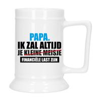 Bellatio Decoration Cadeau Bierpul voor papa - blauw - financiele vader - keramiek - 530 ml - Vaderdag   - - thumbnail