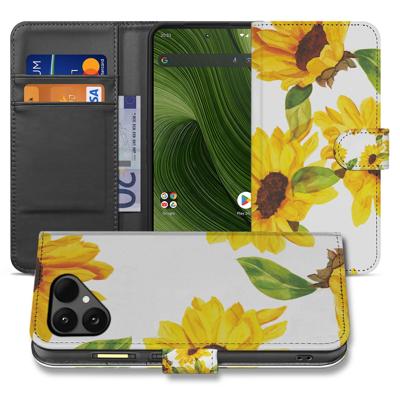 Zonnebloemen Wallet Book Case Voor Fairphone 6 Met Luxe PU Lederen Buitenkant Zonnebloemen Wallet Book Case Voor Fairphone 6 Met Luxe PU Lederen Buitenkant