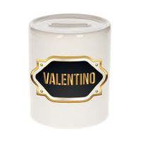 Naam cadeau spaarpot Valentino met gouden embleem