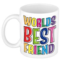Bellatio Decorations Cadeau mok / beker - Worlds Best Friend - regenboog - 300 ml - voor vriend of vriendin   - - thumbnail