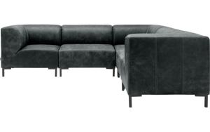 Goossens Excellent Hoekbank Marshall zwart, leer, 2 x 1,5-zits, urban industrieel