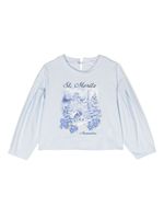 Monnalisa t-shirt longues manches à imprimé graphique - Bleu - thumbnail