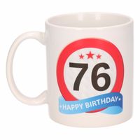 Verjaardag 76 jaar verkeersbord mok / beker   -