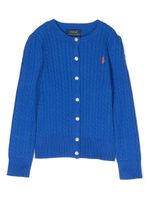 POLO RALPH LAUREN KIDS cardigan en maille torsadée à logo brodé - Bleu