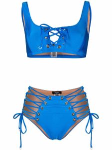 Noire Swimwear bikini à détail de laçage - Bleu