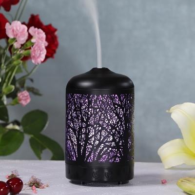 Metalen boom luchtbevochtiger etherische olie diffuser mist Maker kleurrijke LED lamp diffuser aromatherapie Luchtreiniger EU plug (zwart)