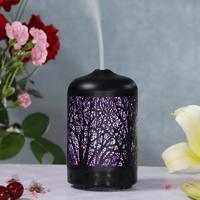 Metalen boom luchtbevochtiger etherische olie diffuser mist Maker kleurrijke LED lamp diffuser aromatherapie Luchtreiniger EU plug (zwart)