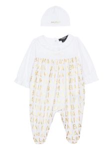 Balmain Kids grenouillère à logo en jacquard - Blanc