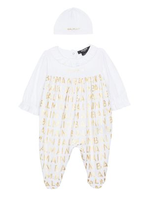 Balmain Kids grenouillère à logo en jacquard - Blanc