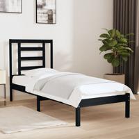 Bedframe massief hout zwart 75x190 cm