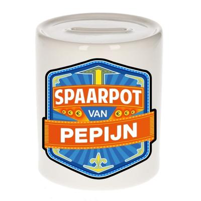 Kinder spaarpot met naam - Pepijn - keramiek - met dop - wit - Sparen - Spaargeld van Pepijn