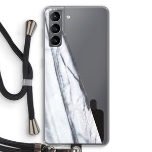 Gestreepte marmer: Samsung Galaxy S21 Transparant Hoesje met koord